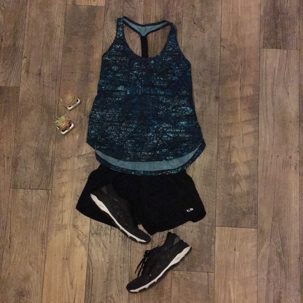 Old navy teal blue black work out top